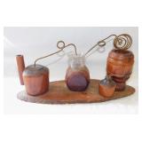 Miniature cedar moonshine still, 11" wide -