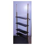 Mid Century brass & woodgrain metal tension pole