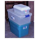3 storage totes w/ lids - 5 storage totes,