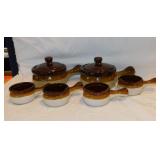 4 stoneware butter sauce bowls - 2 stoneware