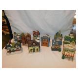 Ceramic Christmas village w/ votive candle