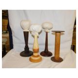 3 wooden hats stand - Antique bobbin
