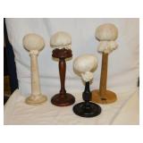 4 wooden hat stands