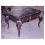 Antique cabriole legs padded top storage bench,