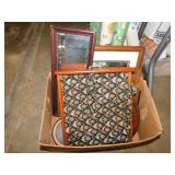 Vintage floral fabric sewing basket - Framed