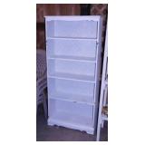 6 shelf painted bookcase display, 29" x 10" x 62"