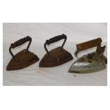 Antique Ober cast sad irons - Vintage GE electric