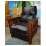 Pleather man cave recliner, 23" wide seat,