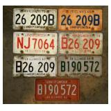 7 embossed metal Illinois license plates: 1962 -