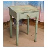 Primitive painted wood one drawer table,