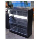 3 shelf metal display case w/ sliding glass