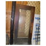 Antique walnut door w/ window & brass hardware,
