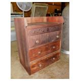Antique walnut three drawer nightstand bedside