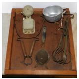 Vintage signal bell & kitchen utensils
