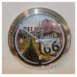 Route 66 neon wall clock, 15" diameter
