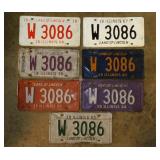 7 embossed metal Illinois license plates: 1958 -