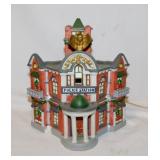 Christmas: Lighted police station village house -