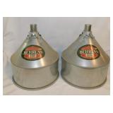 2 Behrens galvanized steel tractor funnels: