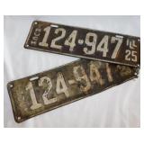 Two 1925 embossed metal Illinois truck license