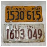 1941 & 1951 embossed metal Illinois license
