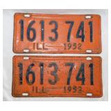 Two 1952 embossed metal Illinois license plates