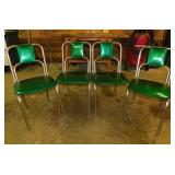 Set of 4 retro chrome & green glitter vinyl diner