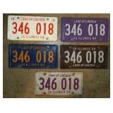 6 embossed metal Illinois license plates: 1958 -
