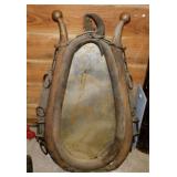 Antique leather horse collar w/ rustic mirror,