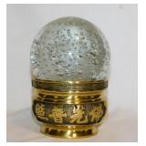 Large glass paperweight w/ controlled bubbles &