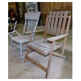 2 vintage wooden chairs: Rocker & lawn chair,