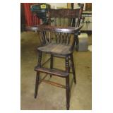 Antique carved walnut highchair w/ tray
