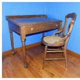 Antique walnut writing desk w/ drawer, 36" x 24"