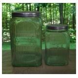 Vintage Tea & Coffee ribbed glass Hoosier cabinet