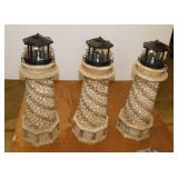 3 solar yard art lighthouse statues, 18' tall