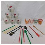 6 Mid Century Libbey fox hound cocktail glasses -