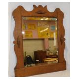 Antique oak framed beveled wall mirror, 18' x 24'