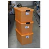 3 Sterilite 64 qt. storage totes w/ lids