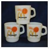 Three 1970's McDonald's Good Morning milk glass