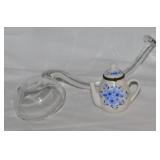 Porcelain teapot trinket box, 3.5' tall -