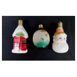 3 milk glass Christmas light bulbs