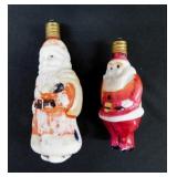2 vintage milk glass Santa Claus Christmas light