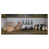 Garden yard art statues: 3 foxes w/ kits, 9' tall