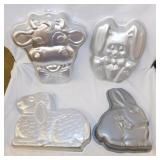 4 Wilton aluminum animal cake pans: 1988 Cuddle