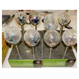 9 crackle glass solar path light stakes, 11.5'