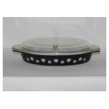 1956 Pyrex Black Snowflake 1.5 qt. oval casserole