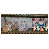 Garden yard art statues: 3 foxes w/ kits, 9' tall
