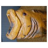 Carved wood fish sculpture statue, 29' tall