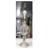 Crystal table lamp w/ prisms, rewired & ready to