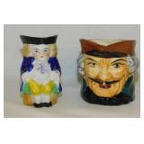 2 Occupied Japan Toby mug creamers, 3' tall