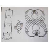 3 wrought iron candle wall sconces -